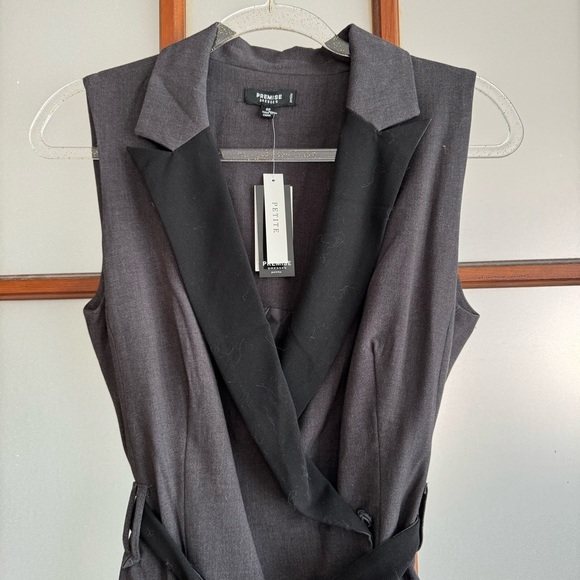 PREMISE ELEGANT A-LINE DRESS. WRAP STYLE ZIPPER UNDERNEATH THE WRAP FLAP BELT - Picture 2 of 16